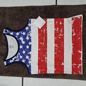 Boys red, white and blue flag tank top